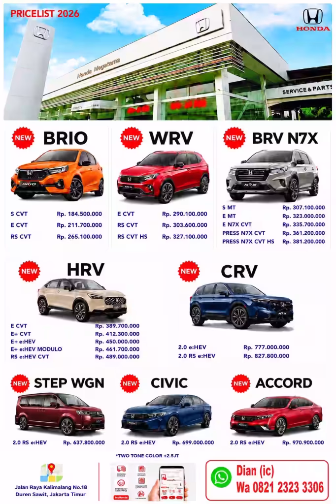 Harga Mobil Honda Kalimalang